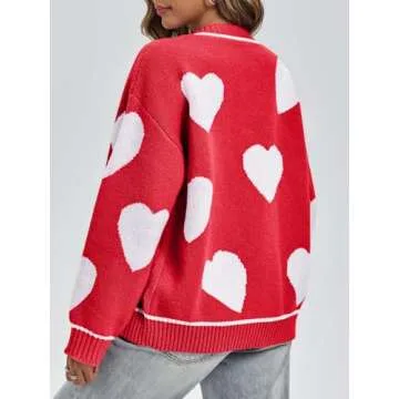 Saodimallsu Women's Heart Cardigan - Cozy & Cute Knit Sweater