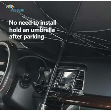 Windshield Sun Shade Car, [Newest Ice Crystal Nano Cold Reflector] Protect Car from Sun Rays Damage Umbrella Sun Shade for Most of Car SUV Truck - Keeps Car Cool & Comfy (53"-31" Medium)