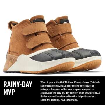 Sorel Youth Unisex Little Children's Out N About Classic Waterproof Boots - Camel Brown, Sea Salt - ...