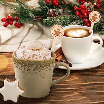 100Pcs Coffee Stirrers-5.9 Inch Natural Wooden Stir Sticks with Round Ends, Disposable Biodegradable Cafe Grade Coffee Stir Sticks Wood Beverage Mixer for Coffee Cocktails Milk Tea