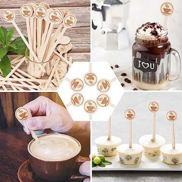 100Pcs Coffee Stirrers-5.9 Inch Natural Wooden Stir Sticks with Round Ends, Disposable Biodegradable Cafe Grade Coffee Stir Sticks Wood Beverage Mixer for Coffee Cocktails Milk Tea