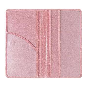 Dalueery.H Car Registration and Insurance Holder Registration and Insurance Card Holder Car Essentials for Women Car Insurance and Registration Card Holder Men Pink Car Essentials (Bling Pink)