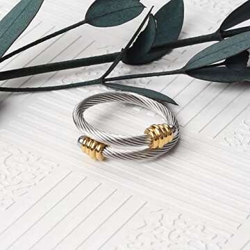 Dorriss Twisted Rings Cable Open Ring for Women Statement Adjustable Vintage Designer Fashion Brand Stainless Steel Jewelry with Box