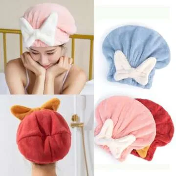 RICHERI 3PCS Cute Soft Hair Dry Cap Hat for Quick Drying