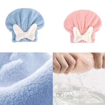 RICHERI 3PCS Cute Soft Hair Dry Cap Hat for Quick Drying