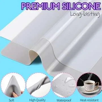 LEOBRO Silicone Mats for Crafts, 2 Pcs 11.69" x 8.26" Silicone Mats for Resin, Paint Clay Play Dough Mat, DIY Arts and Crafts, Light Gray & Clear