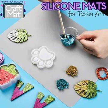 LEOBRO Silicone Mats for Crafts, 2 Pcs 11.69" x 8.26" Silicone Mats for Resin, Paint Clay Play Dough Mat, DIY Arts and Crafts, Light Gray & Clear