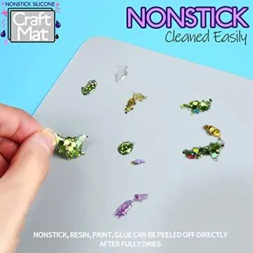 LEOBRO Silicone Mats for Crafts, 2 Pcs 11.69" x 8.26" Silicone Mats for Resin, Paint Clay Play Dough Mat, DIY Arts and Crafts, Light Gray & Clear