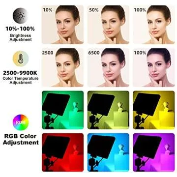 Photography Lighting Studio Lights 2-Pack LED RGB Kit with Adjustable Tripod Stand, 2500-9900K Dimmable for Photo, Streaming, Vlogging, and Background Illumination, Compatible with YouTube
