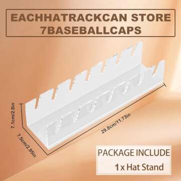 SGELMA 2024Hat Stand for Baseball Caps, 2 Pcs No Install Acrylic Hat Organizer for 14 Baseball Caps,...