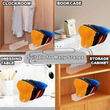 SGELMA 2024Hat Stand for Baseball Caps, 2 Pcs No Install Acrylic Hat Organizer for 14 Baseball Caps, Hat Racks for Baseball Caps Display and Organizer for Bedroom, Closet, Dresser, Office (open2)