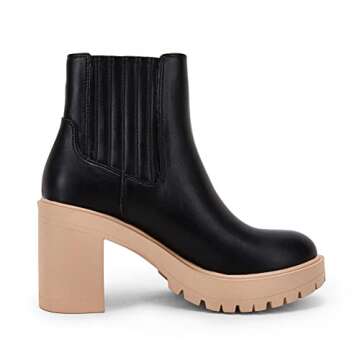 Womems Platform Lug Sole Ankle Boots Chunky Block Heel Seam Booties Combat Cozy Round Toe Chelsea Shoes