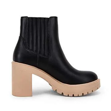 Womems Platform Lug Sole Ankle Boots Chunky Block Heel Seam Booties Combat Cozy Round Toe Chelsea Shoes