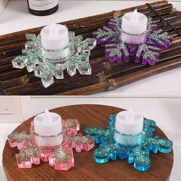 Voaesdk Snowflake Candle Holder Molds for DIY Home Decor
