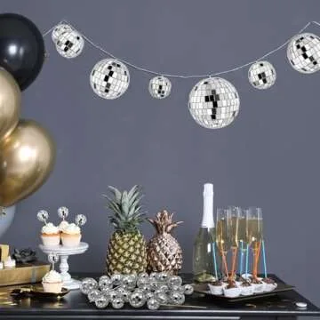 21 PCS DIY Disco Ball Cupcake Toppers Ornaments Reflective Mirror Ball Cake Decoration 70s Disco Themed Party Decoration for Disco Party Ornament 0.79in 1.18in 1.97in 2.76in