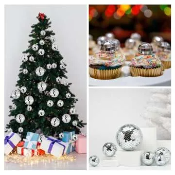 21 PCS DIY Disco Ball Cupcake Toppers Ornaments Reflective Mirror Ball Cake Decoration 70s Disco Themed Party Decoration for Disco Party Ornament 0.79in 1.18in 1.97in 2.76in