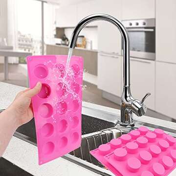 BAKER DEPOT 15 Holes Cylinder Silicone Mold for Handmade soap Chocolate Jelly Pudding DIY Resin Mould Hole Dia: 1.5 inch Vol: 20ml Set of 2