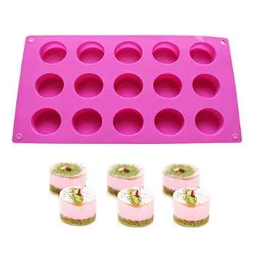 BAKER DEPOT 15 Holes Cylinder Silicone Mold for Handmade soap Chocolate Jelly Pudding DIY Resin Mould Hole Dia: 1.5 inch Vol: 20ml Set of 2