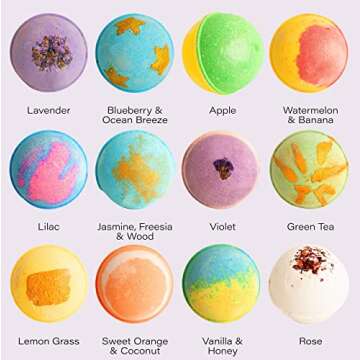 Ahila power of healing 12 XXL Bubbly Organic Bath Bombs Gift Set for Women Men and Kids Designed in Canada Long Lasting Floaters Relaxing Aromatherapy Rich in Pure Essential Oils Healing Properties