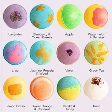 Ahila power of healing 12 XXL Bubbly Organic Bath Bombs Gift Set for Women Men and Kids Designed in Canada Long Lasting Floaters Relaxing Aromatherapy Rich in Pure Essential Oils Healing Properties
