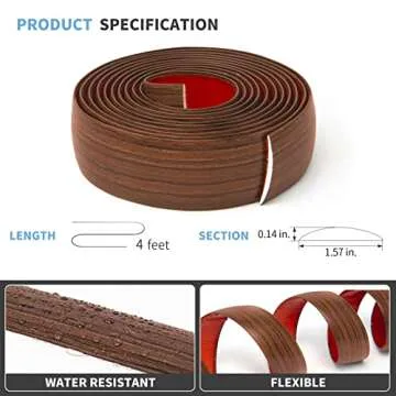 Art3d Self Adhesive Vinyl Floor Transition Strip,Laminate Floor Strip Floor Flat Divider Strip for Joining Floor Gaps,Carpet Threshold Transition,Floor Tiles（4 FT, 1.57in, Cherry）