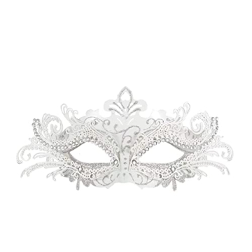 Gorgeous Halloween Metal Masquerade Mask for Women - Rhinestone Elegance for Any Event