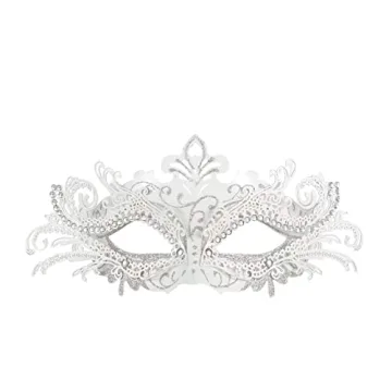 Gorgeous Halloween Metal Masquerade Mask for Women - Rhinestone Elegance for Any Event