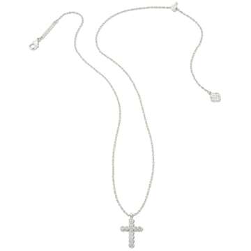 Kendra Scott Cross Crystal Pendant Necklace, Rhodium Plated Brass, Crystal, Fashion Jewelry for Wome...