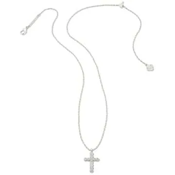 Kendra Scott Cross Crystal Pendant Necklace, Rhodium Plated Brass, Crystal, Fashion Jewelry for Wome...