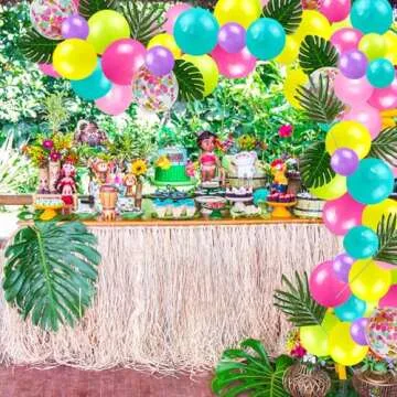 Hawaiian Tropical Balloon Garland Arch Kit Flamingo Palm Tree Pineapple Foil Balloons for Summer Bea...