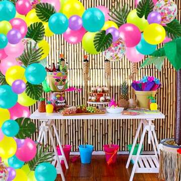 Hawaiian Tropical Balloon Garland Arch Kit Flamingo Palm Tree Pineapple Foil Balloons for Summer Beach Luau Themed Birthday Baby Shower Party