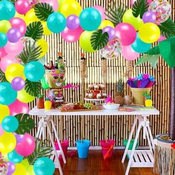 Hawaiian Tropical Balloon Garland Arch Kit Flamingo Palm Tree Pineapple Foil Balloons for Summer Beach Luau Themed Birthday Baby Shower Party