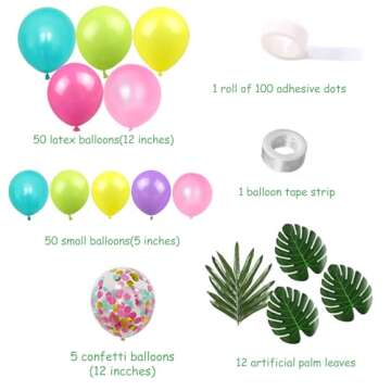 Hawaiian Tropical Balloon Garland Arch Kit Flamingo Palm Tree Pineapple Foil Balloons for Summer Beach Luau Themed Birthday Baby Shower Party