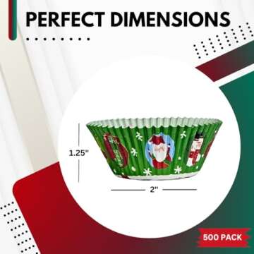 Christmas Cupcake Liners, 500 – Standard Size Xmas Design Holiday Baking Cups, Paper Muffin Cups f...