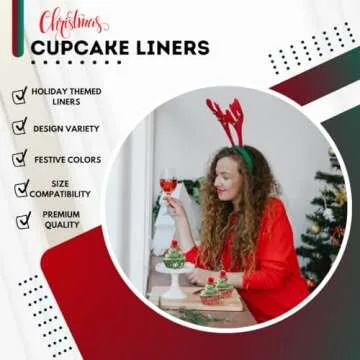 Christmas Cupcake Liners, 500 – Standard Size Xmas Design Holiday Baking Cups, Paper Muffin Cups for Christmas Parties, Holiday Decoration & Treats, Cupcake Wrappers, Cupcake Holders, cupcake carrier
