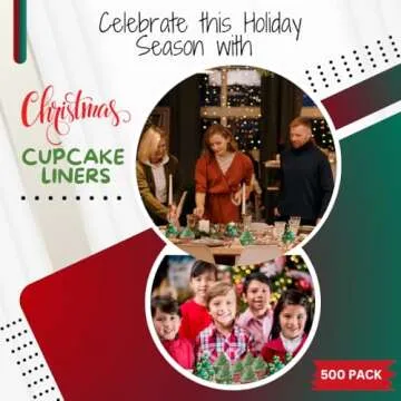 Christmas Cupcake Liners, 500 – Standard Size Xmas Design Holiday Baking Cups, Paper Muffin Cups for Christmas Parties, Holiday Decoration & Treats, Cupcake Wrappers, Cupcake Holders, cupcake carrier