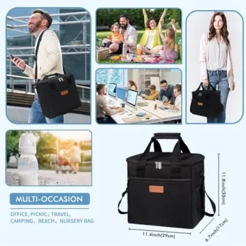 Ikone Large Cooler Bag Insulated Lunch Tote with Pockets