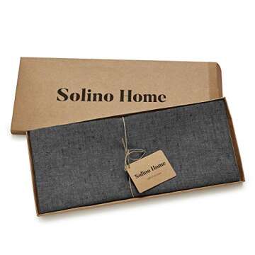 Elegant Pure Linen Table Runner - Solino Home Charcoal Grey