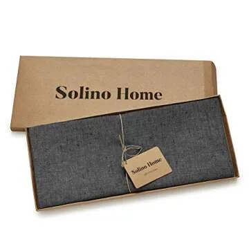 Elegant Pure Linen Table Runner - Solino Home Charcoal Grey