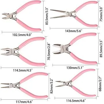 SUNNYCLUE 6pcs Mini DIY Jewelry Pliers Tool Set Round Needle Bend Long Nose Slide Cutting Linesman Nylon Jaw Pliers Professional Precision Pliers Beading Repair Supplies for Jewelry Making