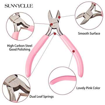 SUNNYCLUE 6pcs Mini DIY Jewelry Pliers Tool Set Round Needle Bend Long Nose Slide Cutting Linesman Nylon Jaw Pliers Professional Precision Pliers Beading Repair Supplies for Jewelry Making