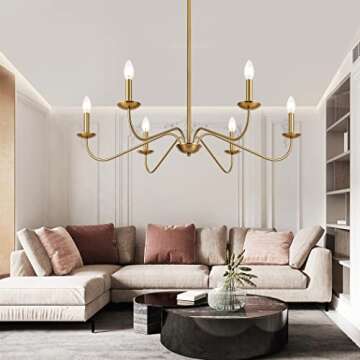 Jonsi Modern Gold Chandelier for Dining Room - Elegant Brushed Brass Light Fixture