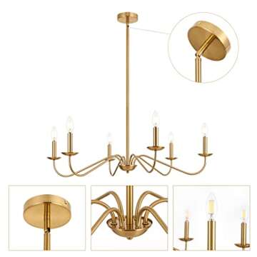 Jonsi Modern Gold Chandelier - Elegant 35 Inch Light Fixture
