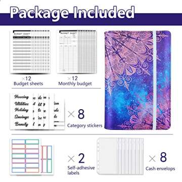 Budget Binder with Zipper Envelopes, Premium A6 Binder With Cash Envelopes for Budgeting, Money Organizer for Cash Coupon, Budget Planner with Money Envelopes for Cash(Flowers)