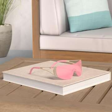 GUVIVI Wrap Around Y2K Sunglasses for Women Men Shield Flat Top Black Sunglasses Futuristic Frameles...