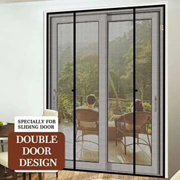 Yotache Magnetic Screen Door 72 x 80, Screen Size 74" x 81", Double Door Magnet Screen Mesh for Sliding Door