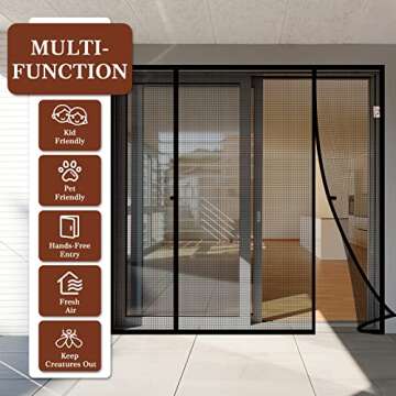 Yotache Magnetic Screen Door 72 x 80, Screen Size 74" x 81", Double Door Magnet Screen Mesh for Sliding Door