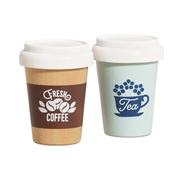 Le Toy Van Honeybake Take Away Coffee and Tea Eco Cup Set - Wooden Kitchen Role Play Accessories