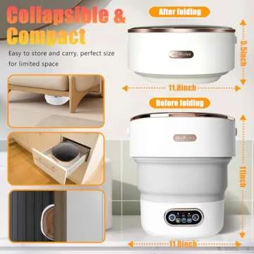 15L Portable Washing Machine, Collapsible Mini Washer with Drain Basket for Travel, RVs, Apartments ...