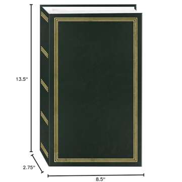 Elegant Hunter Green 3-Ring Photo Album - Holds 504 Photos